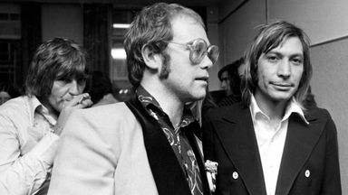 Elton John and Charlie Watts in 1975. Pic: Dezo Hoffman/Shutterstock